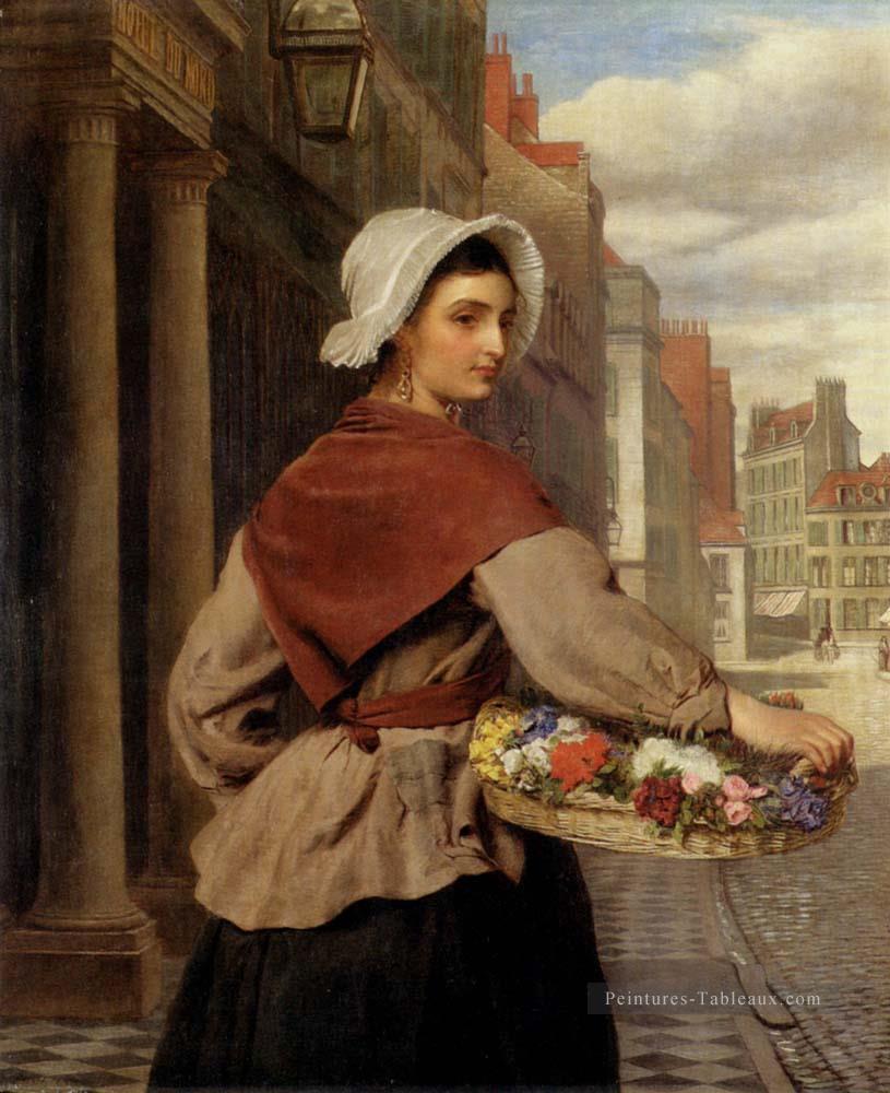 Le Fleur Vendeur victorien scène sociale William Powell Frith Peintures à l'huile